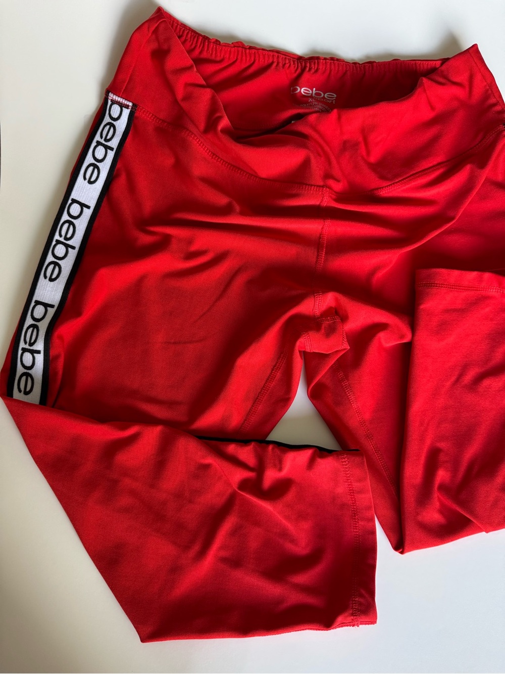 bebe Red Leggings with Branded Side Tape